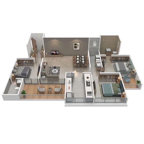 Sukhwani Celaeno Pimple Saudagar 3BHK Floor Plan Image